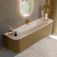 Badmeubel Mondiaz Kurve-Dlux | 170 cm | Meubelkleur Dusk | Wastafelkleur Meli | Solid surface | Wasbak midden spoelbak | 1 kraangat Badmeubel Mondiaz Kurve-Dlux | 170 cm | Meubelkleur Dusk | Wastafelkleur Meli | Solid surface | Wasbak midden spoelbak | 1 kraangat