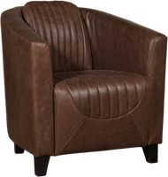 Leren kuipstoel Press Special - Vintage Leer Brown - Hout zwart