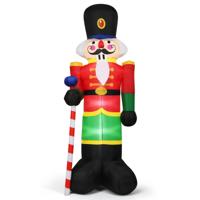 2,4 m Opblaasbare Kerstmis Notenkraker Soldaat met 3 LED-Lampjes en Snoep Scepter Kerstversiering voor Binnen Buiten Binnenplaats Tuin