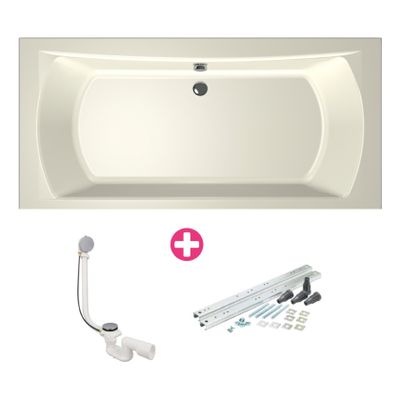 Ligbad Xenz Robijn | Inbouw | 180x80 cm | Incl.Badafvoer | Met overloop | Acryl | Pergamon glans