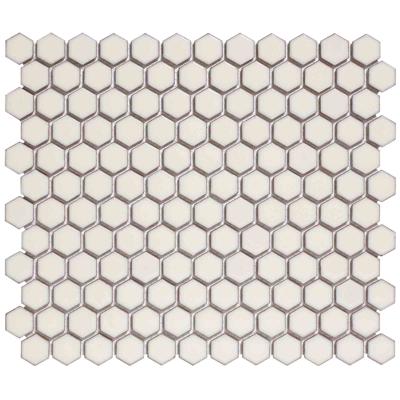The Mosaic Factory Barcelona Mozaiek Tegel Hexagon - Zacht wit met rand Porselein Geglazuurd 260x300 mm