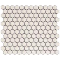The Mosaic Factory Barcelona Mozaiek Tegel Hexagon - Zacht wit met rand Porselein Geglazuurd 260x300 mm
