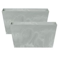 Set van 3x stuks kunststof bloembakken/plantenbakken rechthoek betonlook 40 cm licht grijs