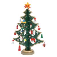 Klein decoratie kerstboompje - hout - groen - H26 cm - kinderkamer - thumbnail