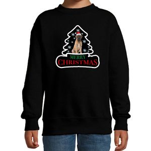 Dieren kersttrui mastiff zwart kinderen - Foute honden kerstsweater