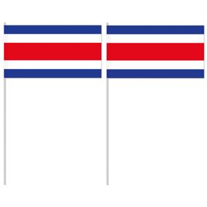 Costa Rica zwaaivlaggetjes/handvlaggen - 12 x 24 cm - papier - stokje van 40 cm
