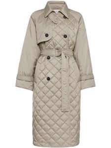 Brunello Cucinelli trench matelassé à taille ceinturée - Tons neutres