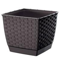 Prosperplast Plantenpot - rotan - vierkant - bruin - 19 x 16 cm