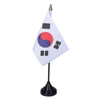 Vlag Zuid Korea tafelvlaggetjes - 1x stuks - 10 x 15 cm vlag - met zwarte standaard Vlag Zuid Korea tafelvlaggetjes - 1x stuks - 10 x 15 cm vlag - met zwarte standaard