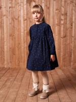 Jurk in fluweel / velours met print voor meisjes marineblauw