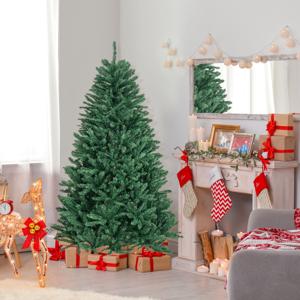 180cm Kerstboom Kunstkerstboom Kerstboom met Opvouwbare Metalen Standaard PVC Kunstboom Decoratieve Boom met 1355 Tips Groen