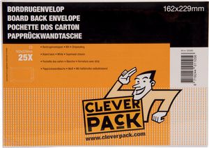 Cleverpack bordrugenveloppen, ft 162 x 229 mm, met stripsluiting, wit, pak van 25 stuks