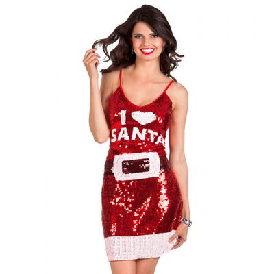Boland kerstjurk Dazzle I love Santa dames polyester rood mt M Boland kerstjurk Dazzle I love Santa dames polyester rood mt M