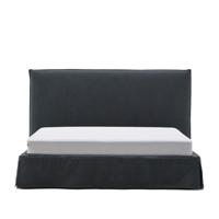 Kave Home Bed 'Jaira' Linnenmix, 180 x 200cm, kleur Antraciet
