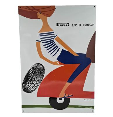 Pirelli Scooter Emaille Bord - 68 x 47cm Pirelli Scooter Emaille Bord - 68 x 47cm