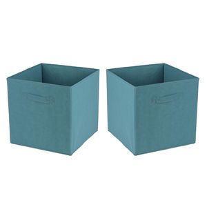 Opbergmand/kastmand Square Box - 4x - karton/kunststof - 29 liter - petrol blauw - 31 x 31 x 31 cm