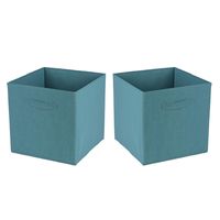 Opbergmand/kastmand Square Box - 4x - karton/kunststof - 29 liter - petrol blauw - 31 x 31 x 31 cm