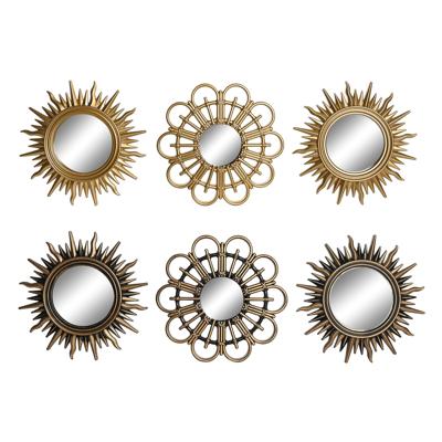 Set spiegels DKD Home Decor Kristal Zwart Gouden Polypropyleen (25 x 3 x 25 cm) (2 Stuks)