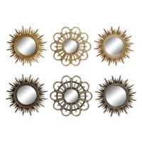 Set spiegels DKD Home Decor Kristal Zwart Gouden Polypropyleen (25 x 3 x 25 cm) (2 Stuks)