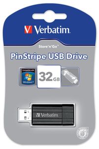 Verbatim PinStripe USB 2.0 stick, 32 GB, zwart