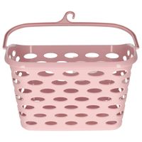Wasknijpers ophang mandje aan haak - 26 x 15 x 21 cm - oud roze - kunststof
