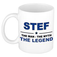 Stef cadeau mok - man myth legend - naam koffiemok / beker - wit en blauw - 300 ml