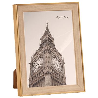 Fotolijst - goud/houtlook - kunststof/glas - 13x18 cm - 21x16 cm