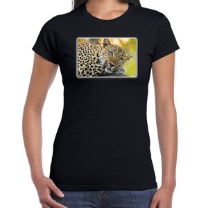 Dieren t-shirt met jaguars foto zwart voor dames