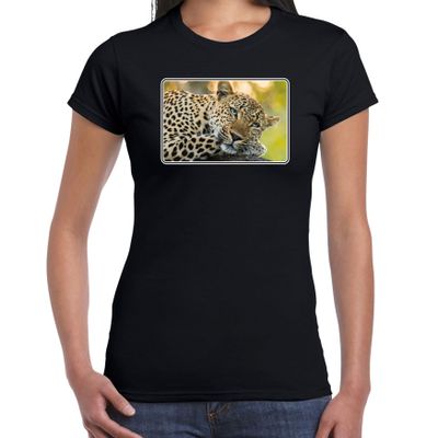 Dieren t-shirt met jaguars foto zwart voor dames Dieren t-shirt met jaguars foto zwart voor dames