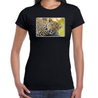 Dieren t-shirt met jaguars foto zwart voor dames - thumbnail