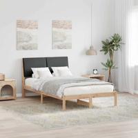 Bedframe Bruin en donkergrijs 135 x 190 cm Massief grenenhout