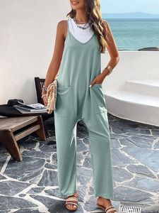 Casual Loose Spaghetti Plain Jumpsuit