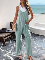 Casual Loose Spaghetti Plain Jumpsuit - thumbnail