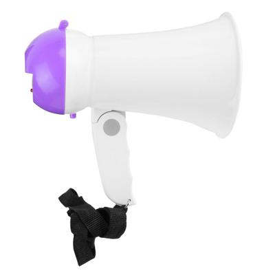 Mister Gadget Megafoon - mini model - kunststof - 16 x 10 cm - wit/paars - aandacht / supporters
