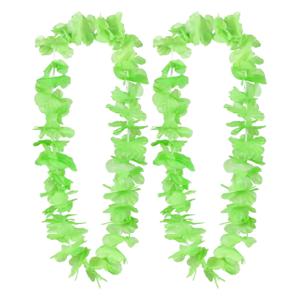 Hawaii krans/slinger - 2x - Tropische kleuren groen - Bloemen hals slingers