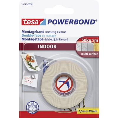 tesa INDOOR 55740-00001-02 Montagetape tesa Powerbond Wit (l x b) 1.5 m x 19 mm 1 stuk(s)