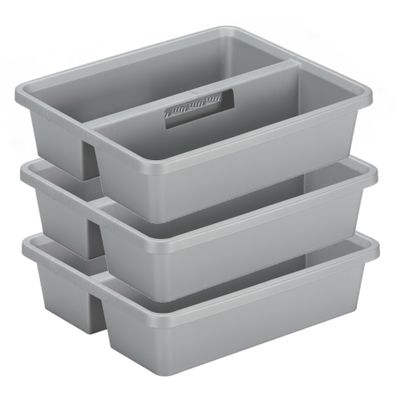 Sunware organiser - 3 stuks - kunststof - 44 x 35 cm - grijs - 2 vakken