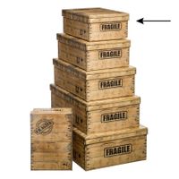 5Five Opbergdoos/box - 2x - houtkleur - L32 x B21.5 x H12 cm - Stevig karton - Woodybox