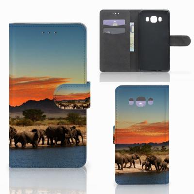 Samsung Galaxy J7 2016 | Telefoonhoesje | Met pasjeshouder | Olifanten