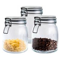 Alpina Voorraad/weck pot - 3x - transparant - geribbeld glas - 17 x 13 cm - 1,4 L Alpina Voorraad/weck pot - 3x - transparant - geribbeld glas - 17 x 13 cm - 1,4 L