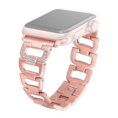 Kleurrijke diamant roestvrijstalen horlogeband voor Apple Watch serie & 40mm/3 & 2 & 1 38mm (Rose goud)