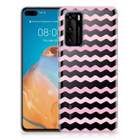 Huawei P40 TPU bumper Waves Roze - thumbnail