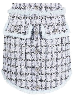 Philipp Plein minijupe en tweed - Bleu