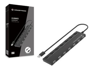 Conceptronic HUBBIES 7-Port-USB-2.0-Hub USB 3.2 Gen 1-hub 7 poorten Zwart