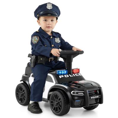 Elektrische Politieauto voor Kinderen met Zwaailichten Muziek Sirene en Opbergvak Onder de Stoel Zwart