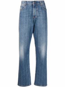 Stella McCartney jean droit à ornements strassés - Bleu