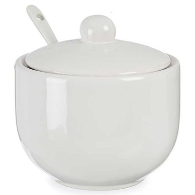 Suikerpot met deksel - wit - 310 ml - porselein - 10 x 10 x 9,5 cm