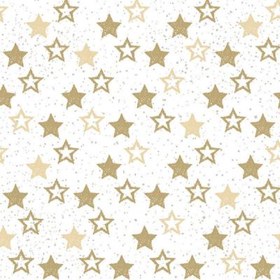 Servetten - 20x st - gouden sterretjes - 33 x 33 cm - papier - kerstservetten - feestservetten
