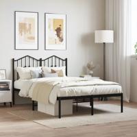 Bedframe met hoofdbord metaal zwart 120x200 cm