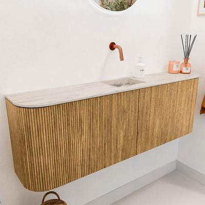 Toiletmeubel Mondiaz Joya Dlux | 123.2 cm | Meubelkleur Oak | Faye wastafel Nata Wasbak Midden | Zonder kraangat(en)